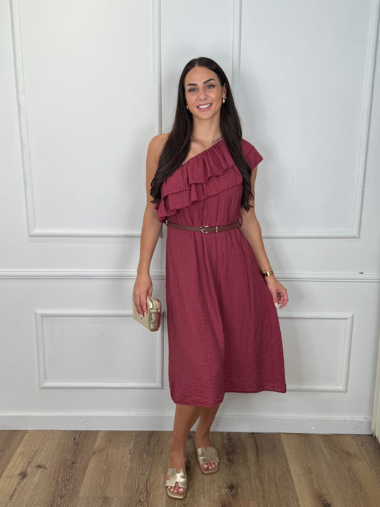 Devy One-shoulder Jurk Rood