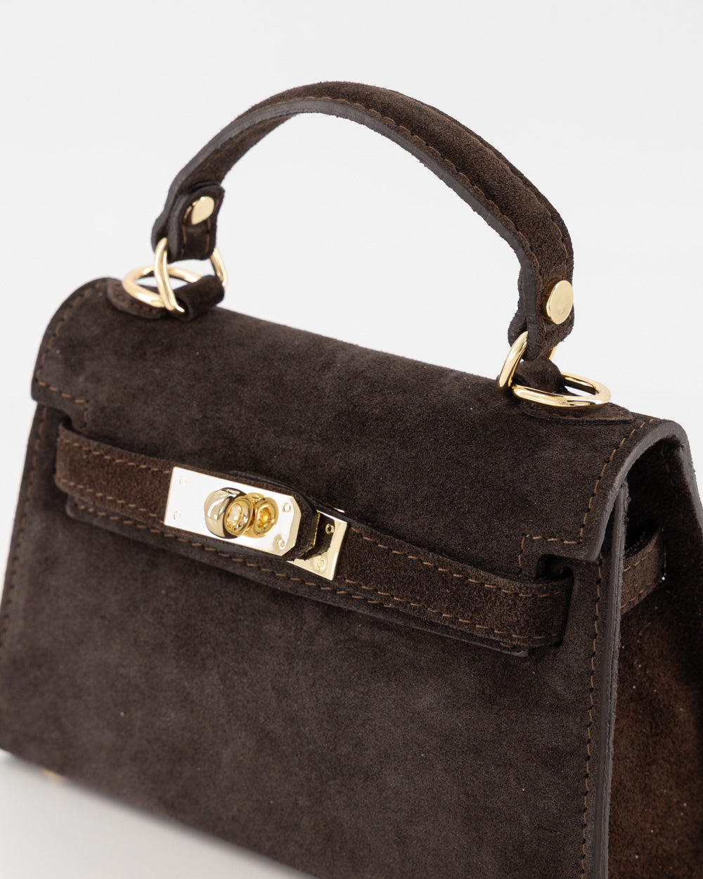 Grace Tas - suede donker bruin