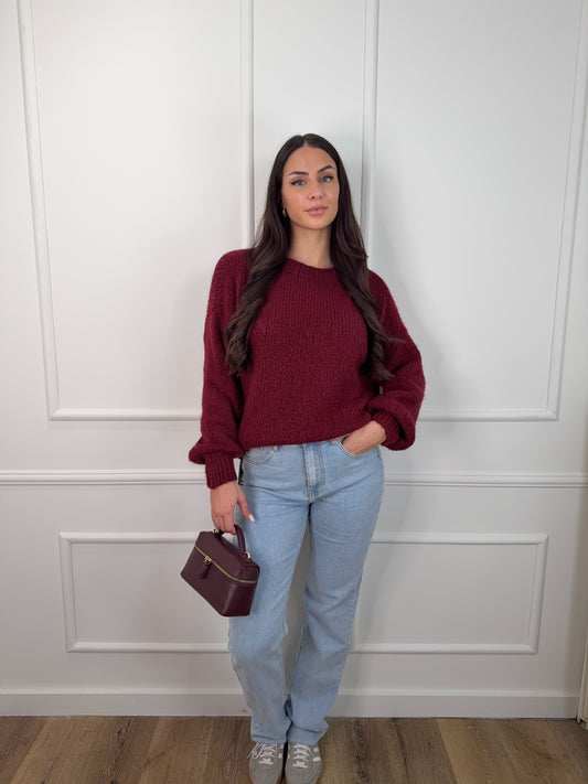 Gioya Gebreide Trui Bordeaux