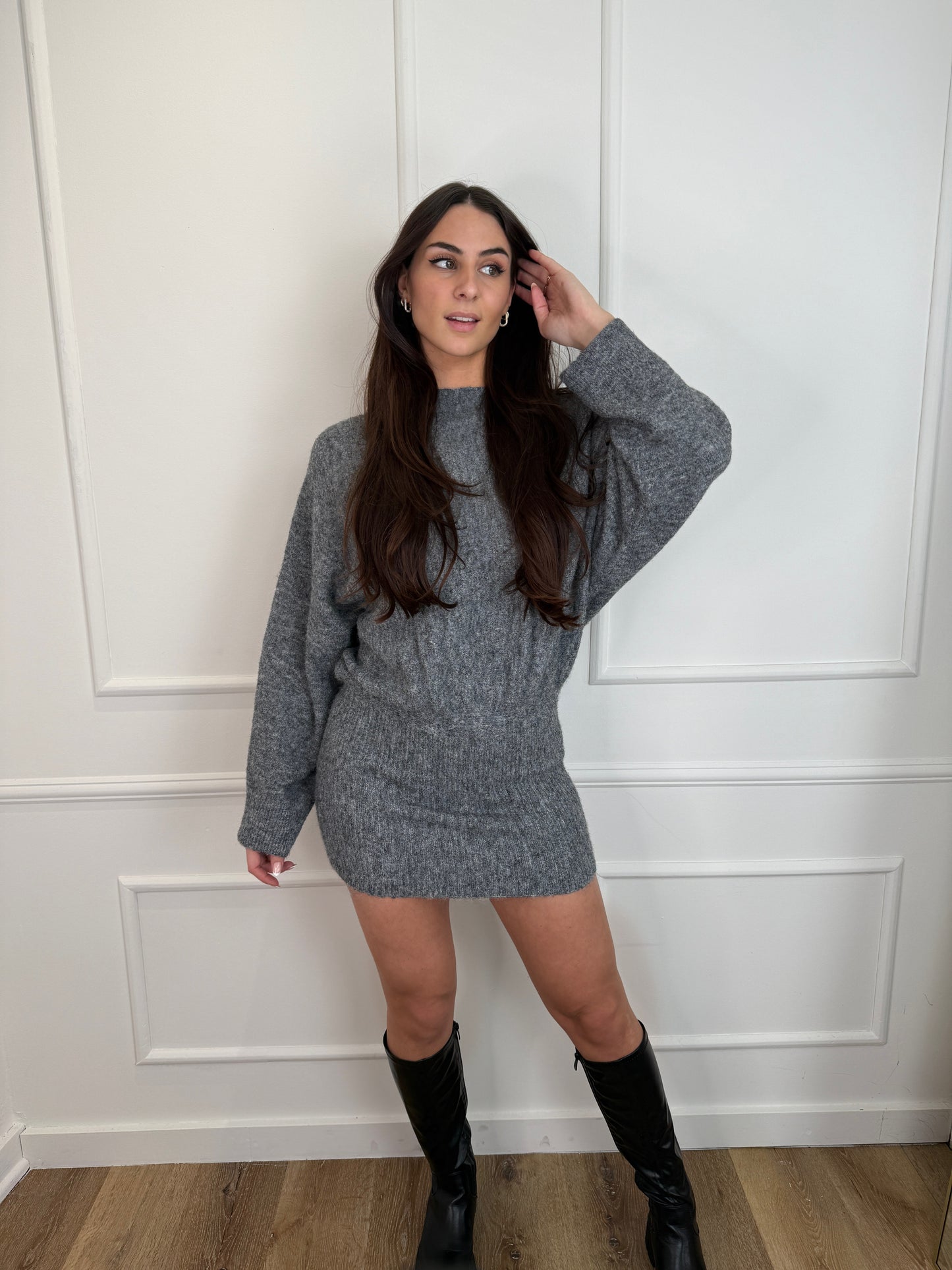 Stephanie knit jurk grijs