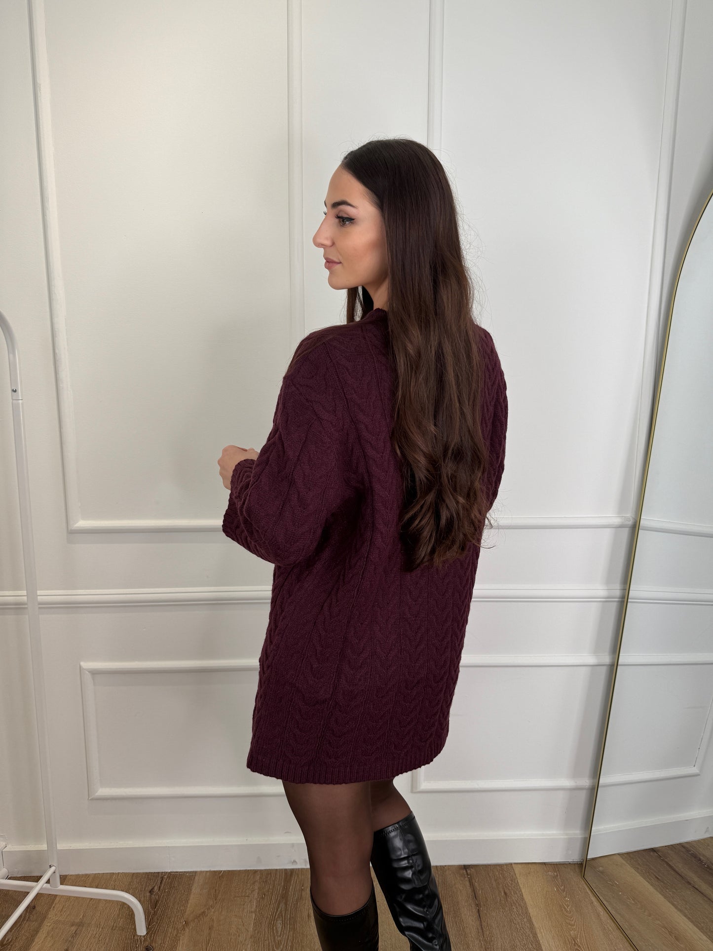 Gebreide jurk - aubergine