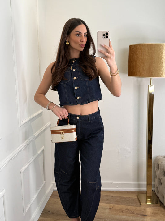 Amy dark denim barrel jeans