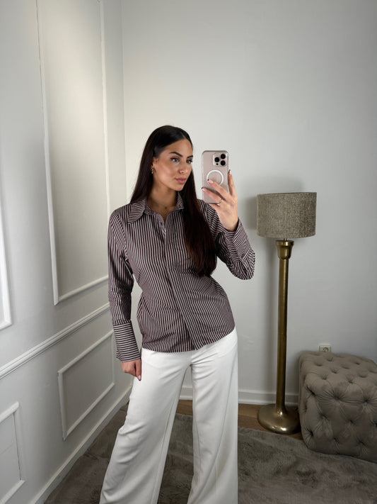 Stripe Waist Blouse Bruin