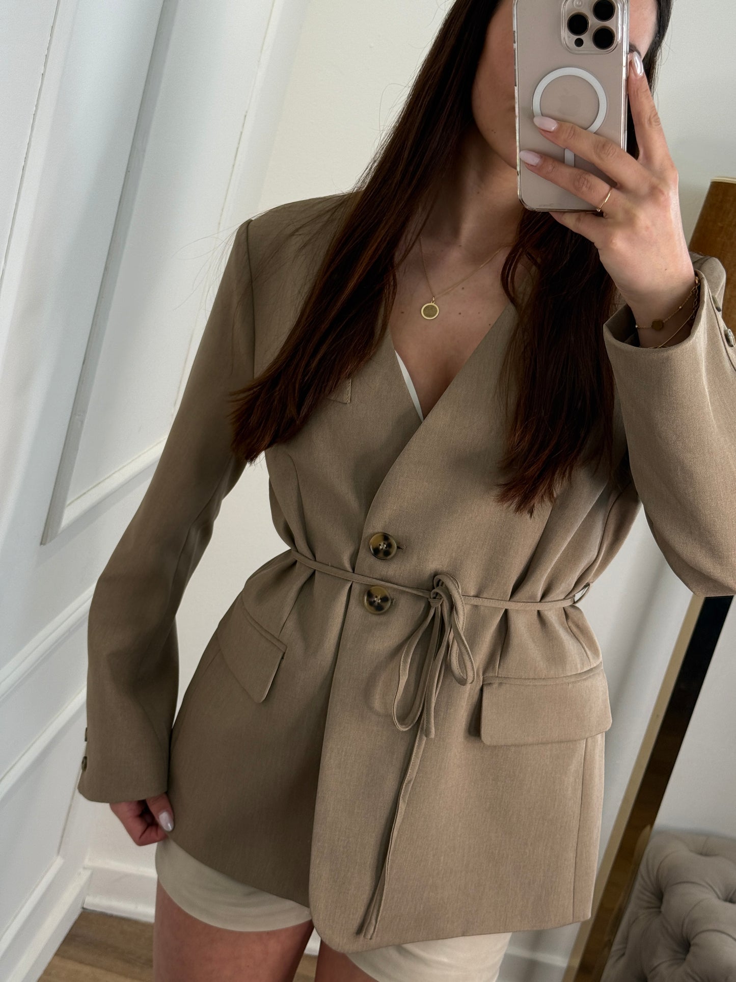 Juliette strik blazer taupe