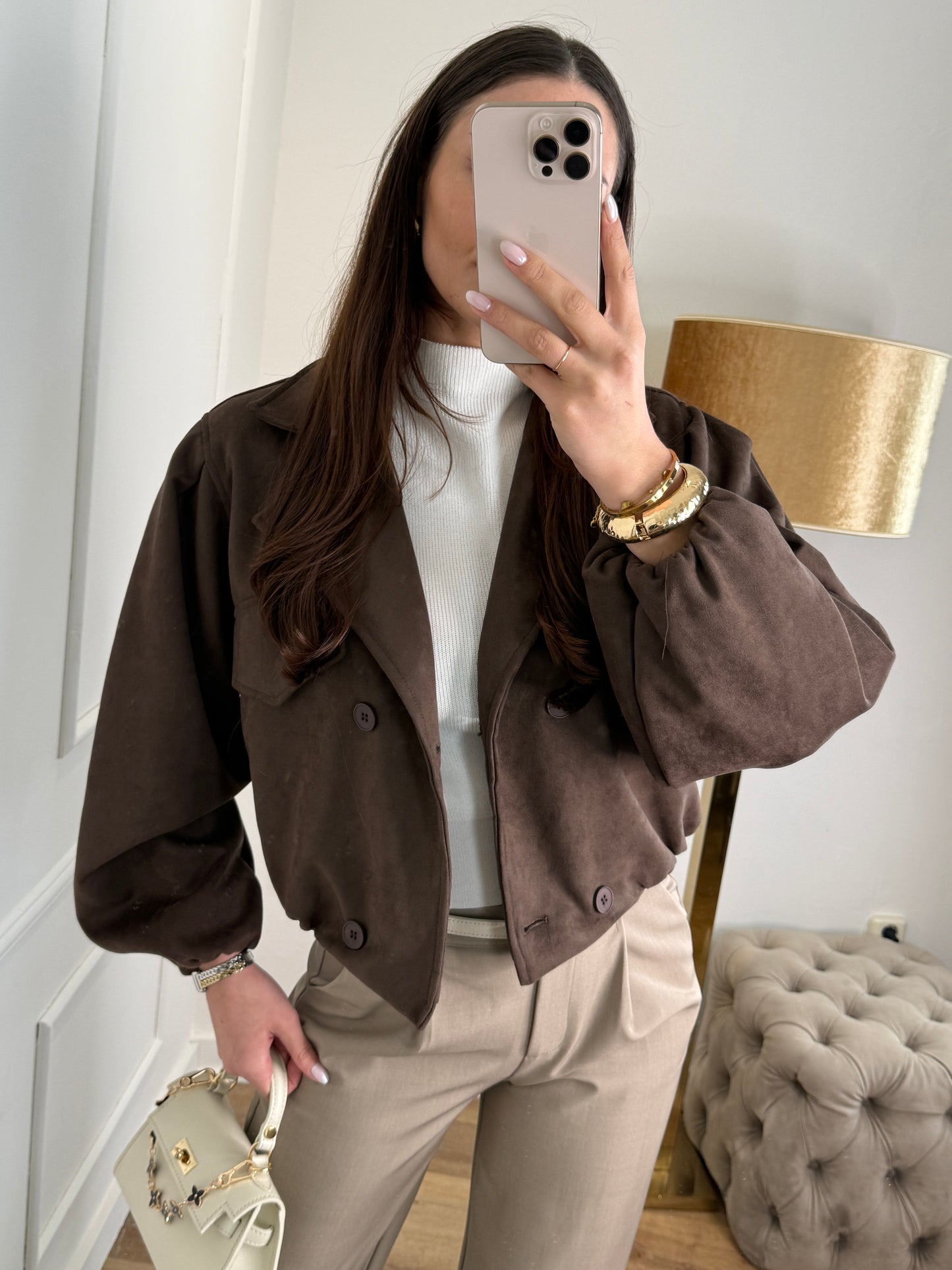 Lina jacket suede bruin