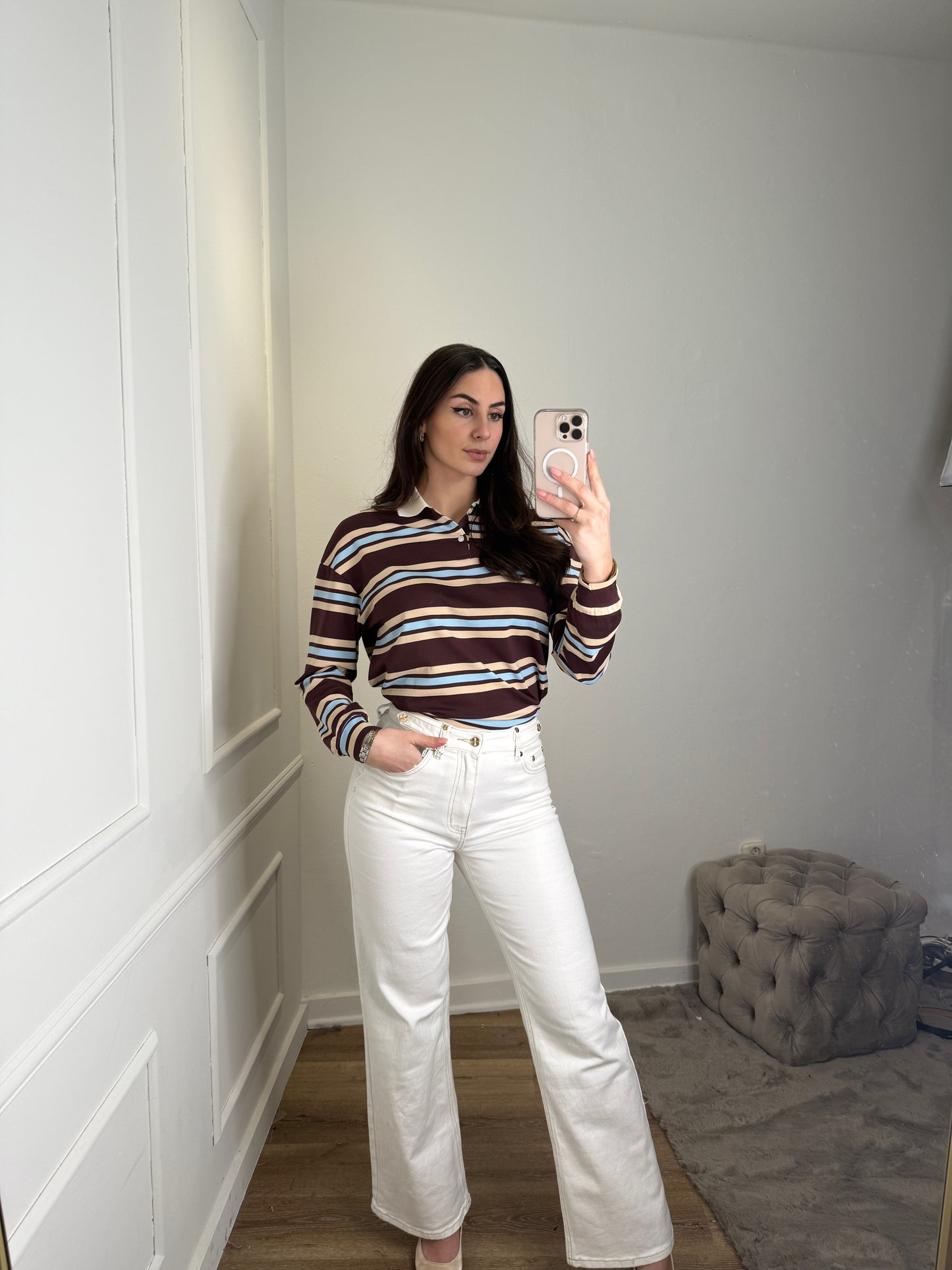 Queen hearts wide leg jeans - wit