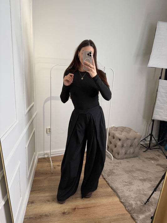 Plooien broek extra lang - zwart