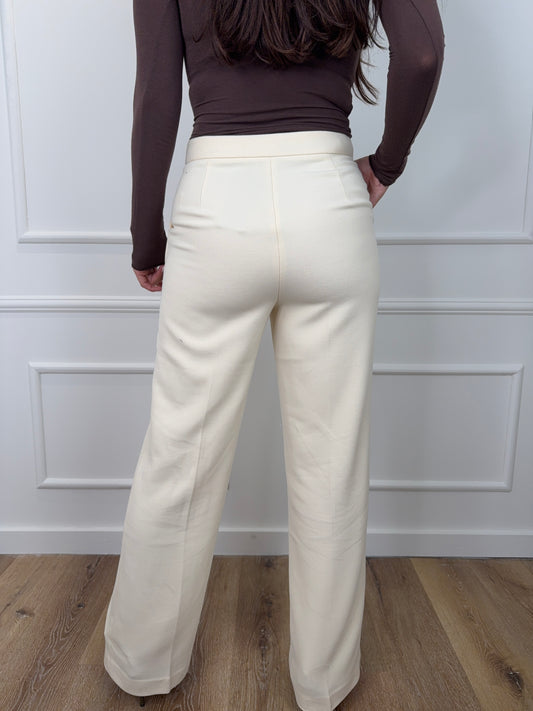 Zoe Pantalon Creme Extra Lang