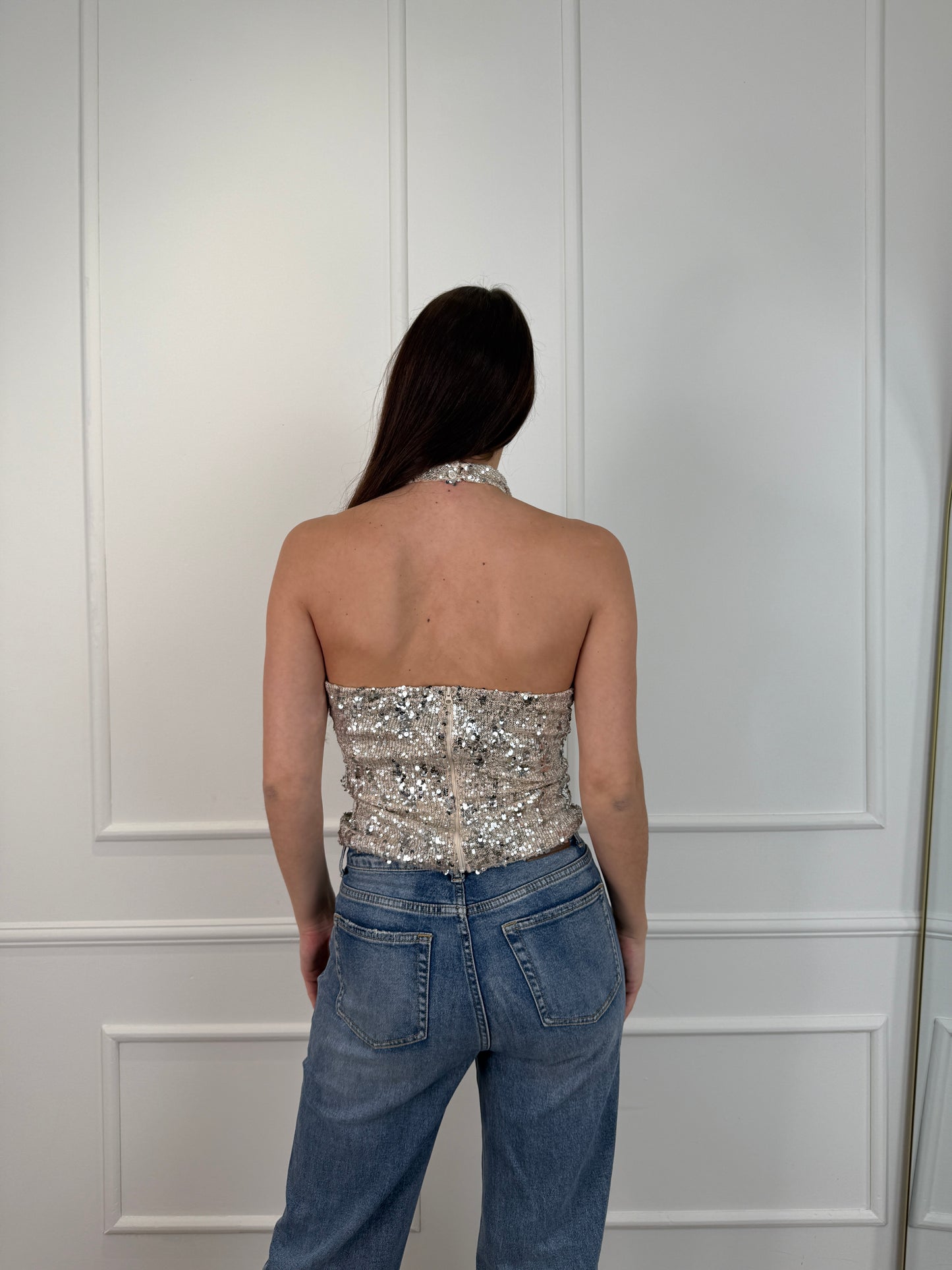 Lisa glitter top champagne