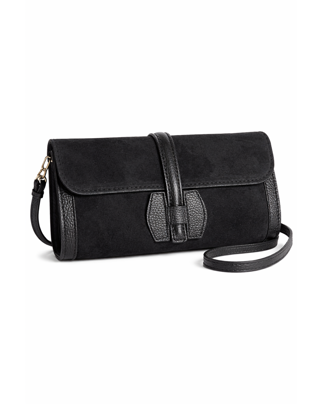 Suede cross body - zwart