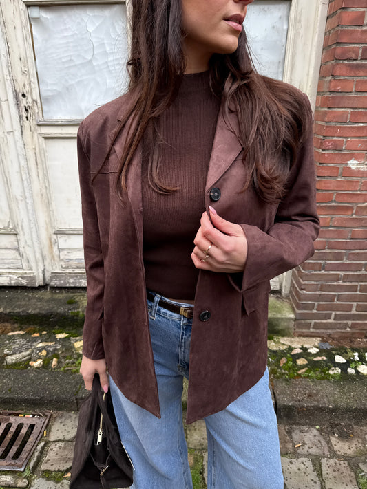 Suede Blazer - Bruin