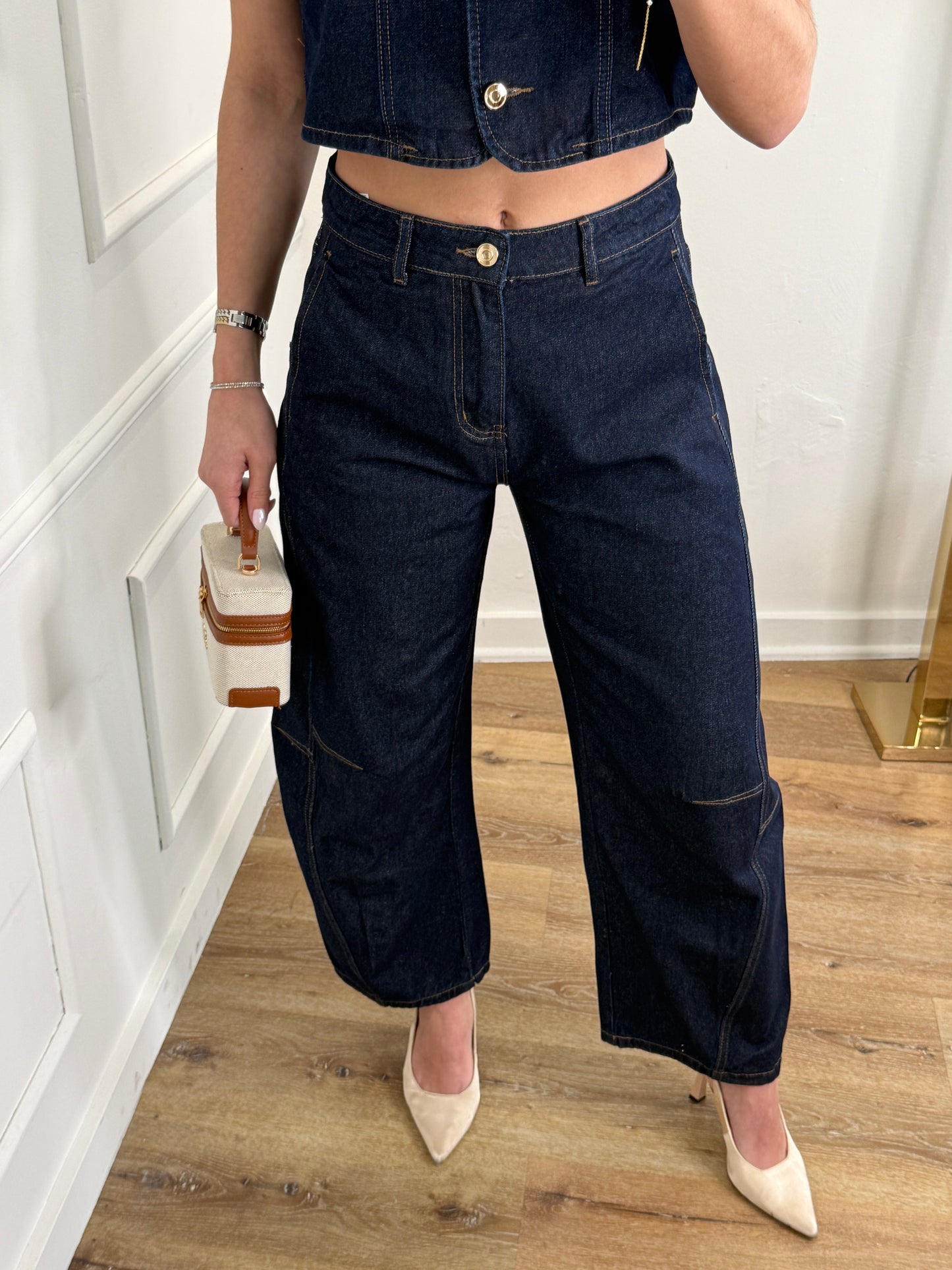 Amy dark denim barrel jeans
