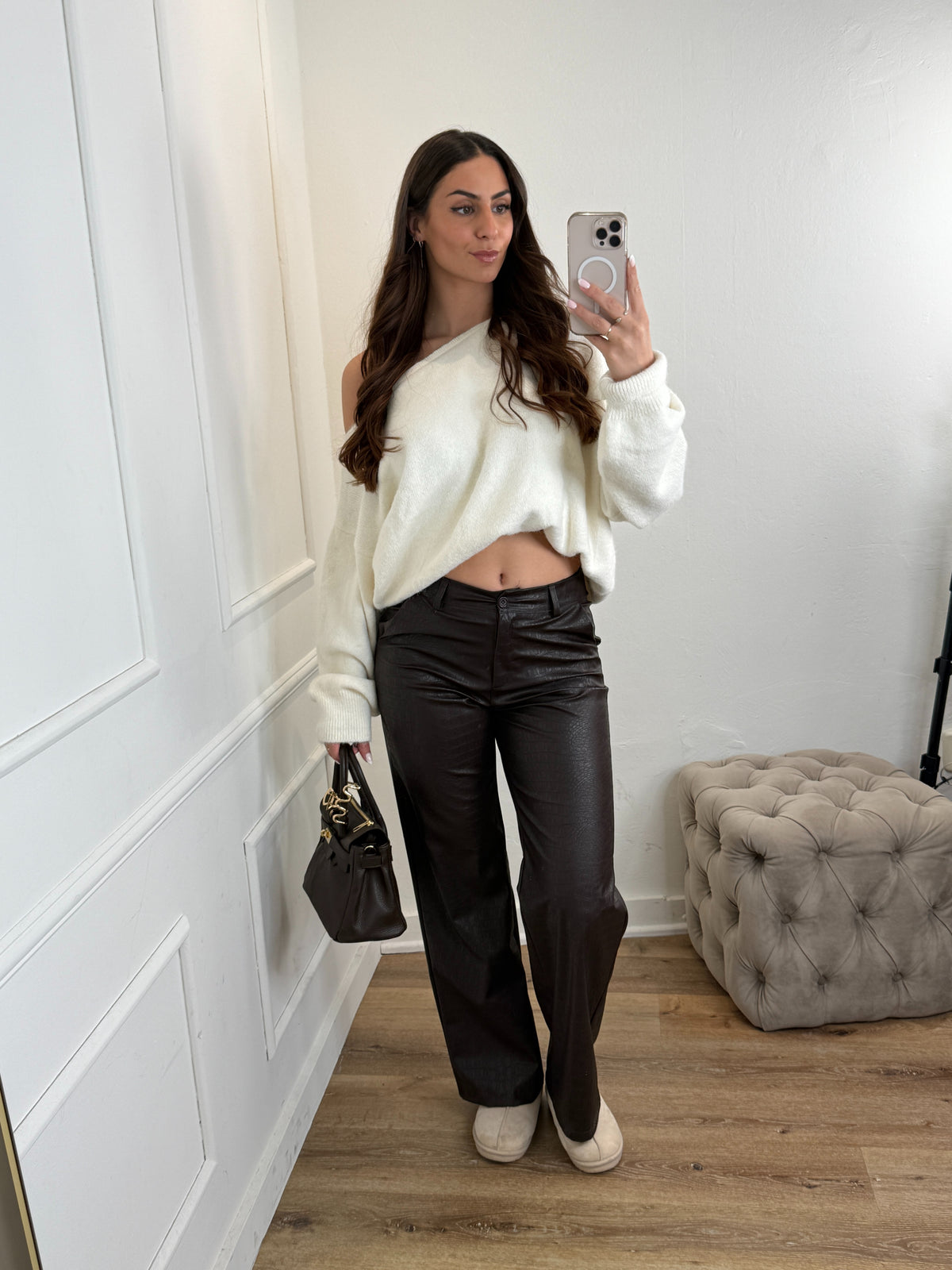Jules Snake Print Broek Donkerbruin