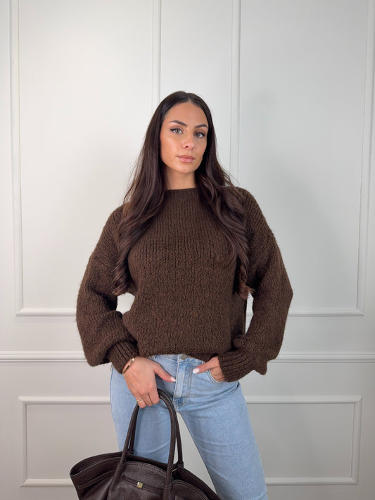 Gioya Gebreide Trui Bruin