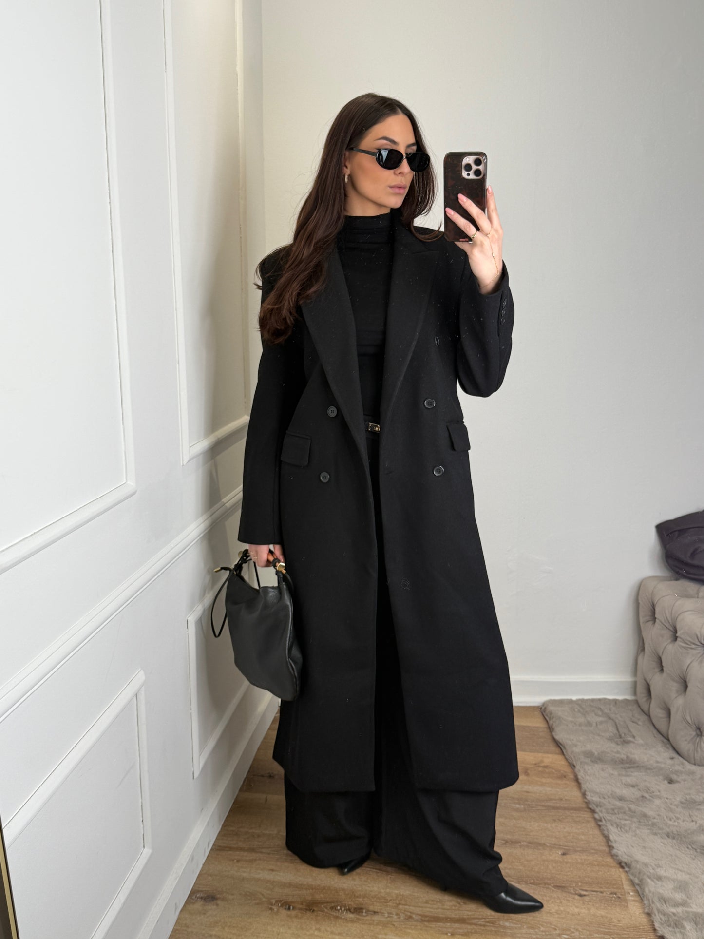 Lange mantel - zwart