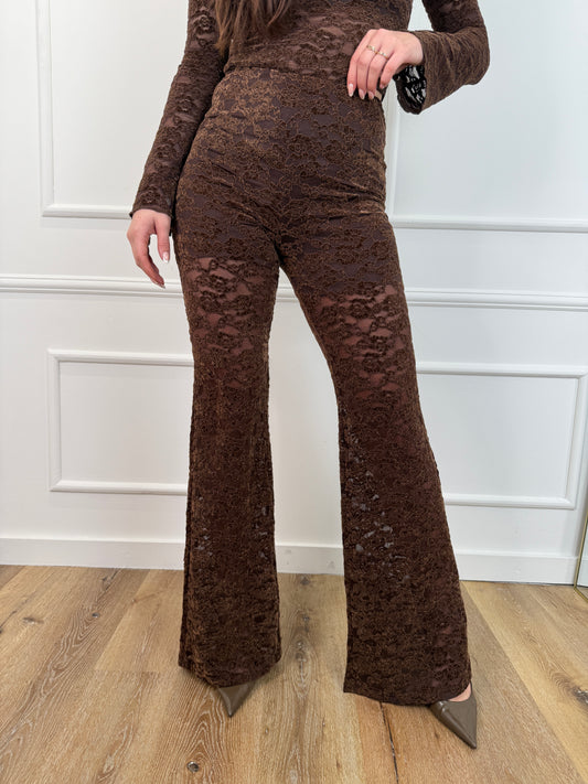 Maud kanten broek bruin