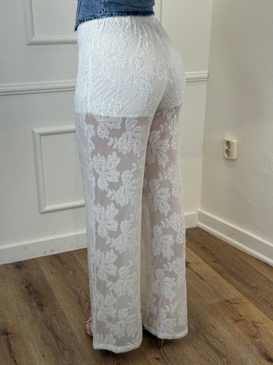 Sequin broek wit