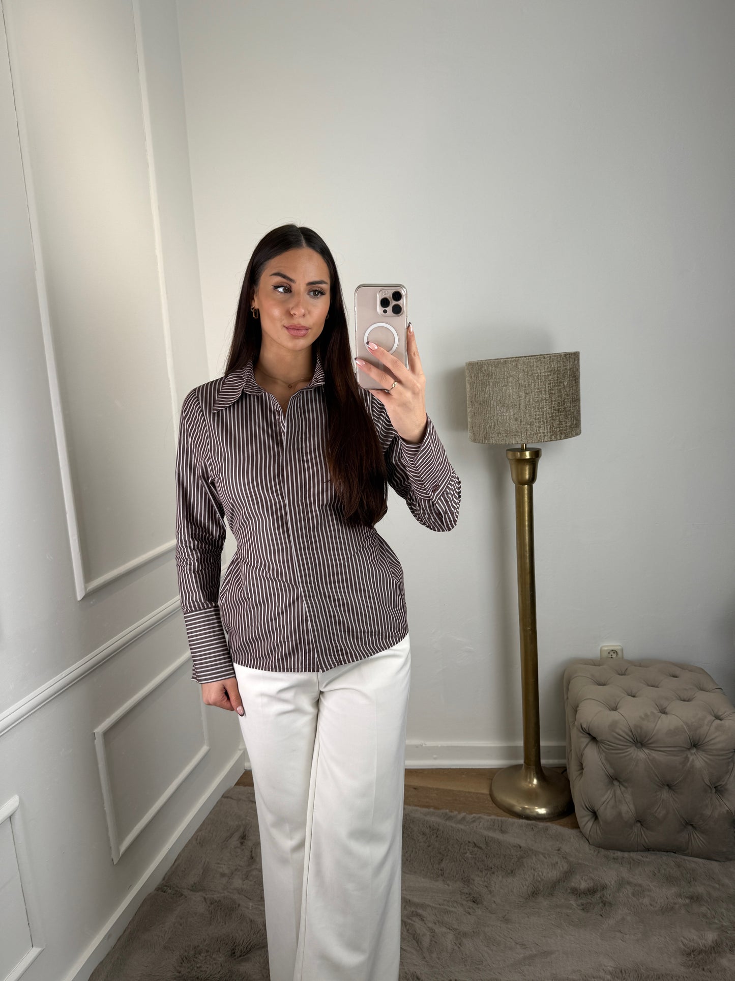 Stripe Waist Blouse Bruin