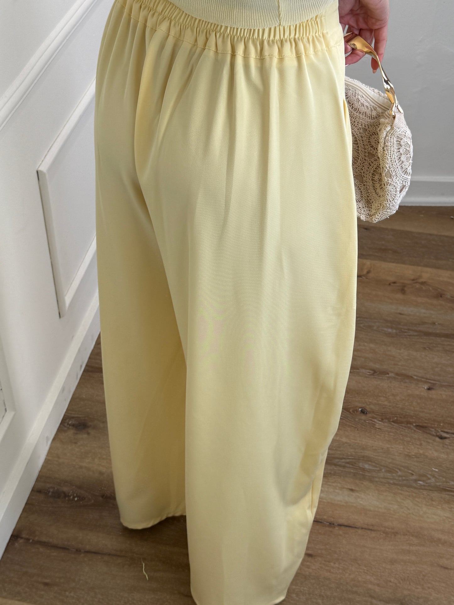 Plooien broek extra lang - geel