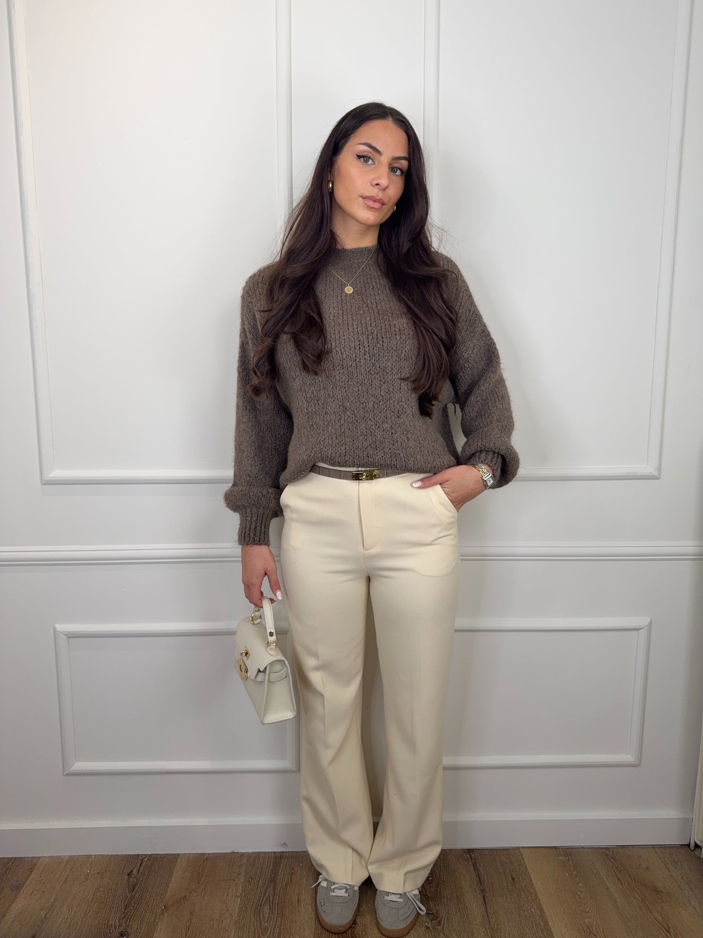 Gioya Gebreide Trui Taupe