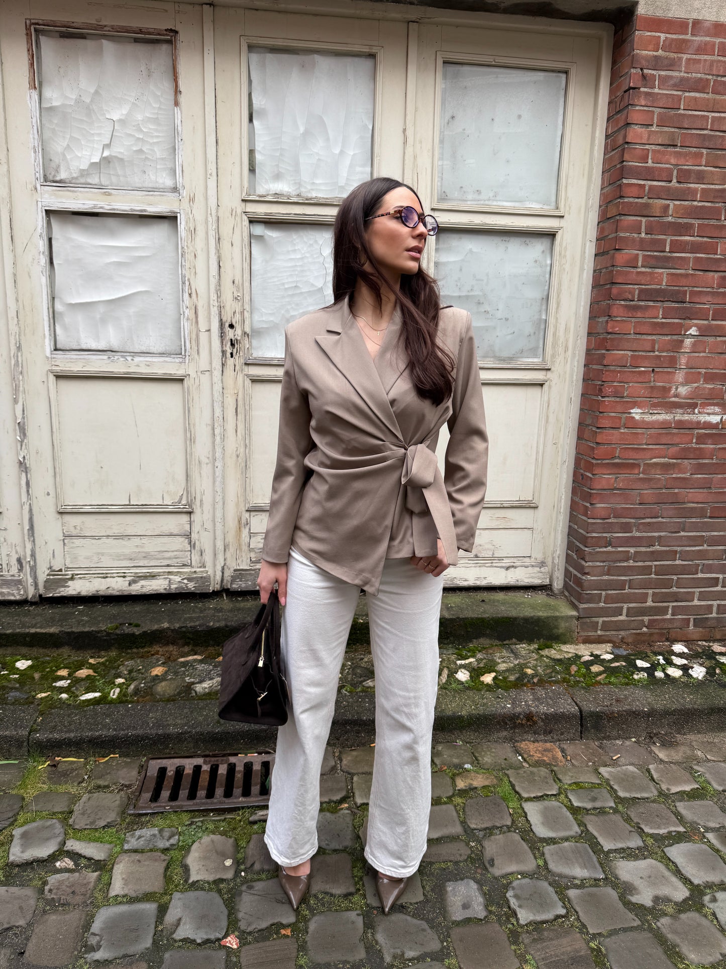 Lily strik blazer - taupe