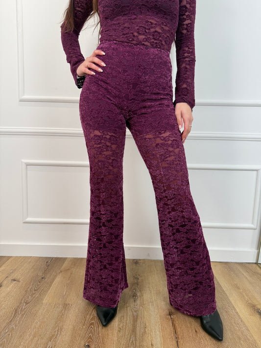 Maud kanten broek bordeaux