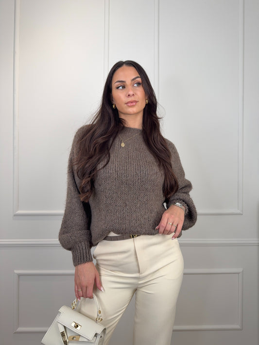 Gioya Gebreide Trui Taupe