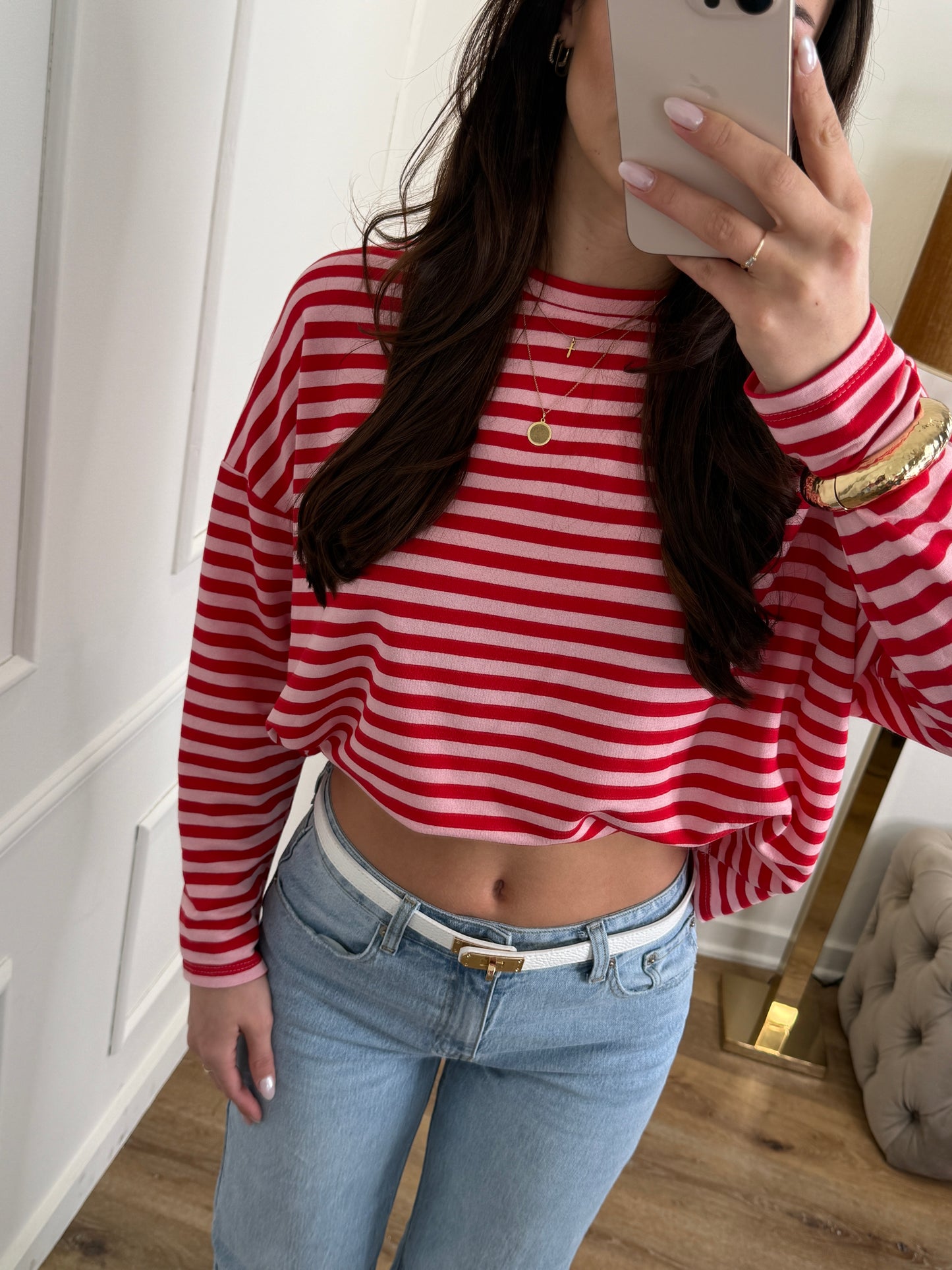Micky long sleeve roze/rood