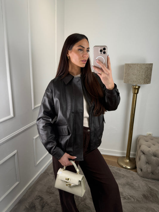 leather oversized jacket