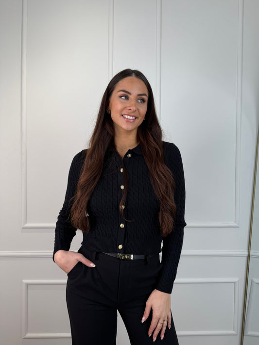 Gina vest met knopen zwart