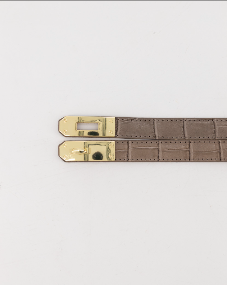 Adjustable Belt Taupe Croco