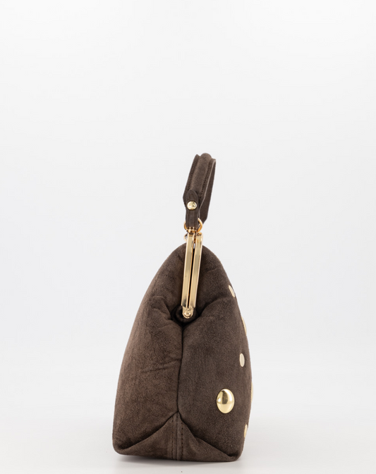 Kylie leren tas stud - donkerbruin