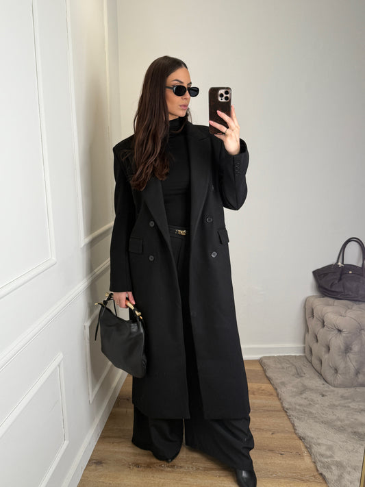Lange mantel - zwart