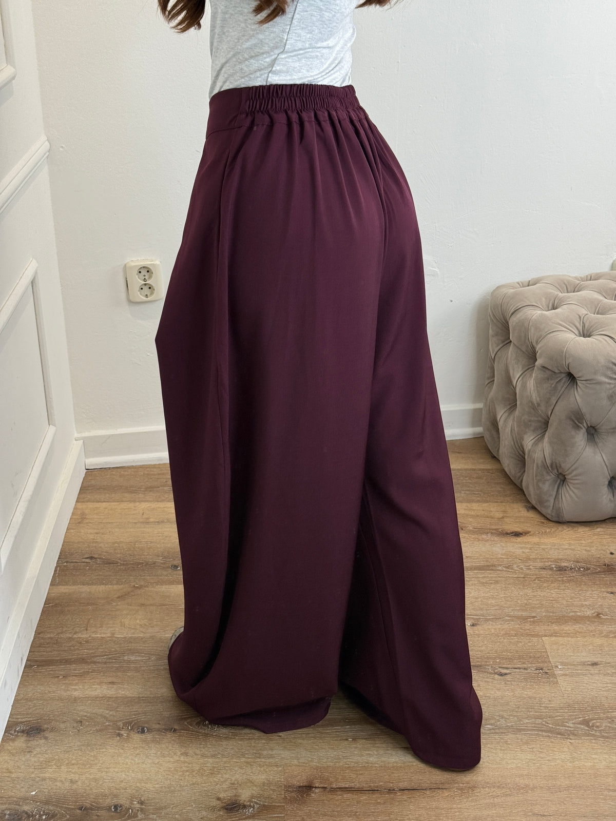 Plooien broek extra lang - bordeaux