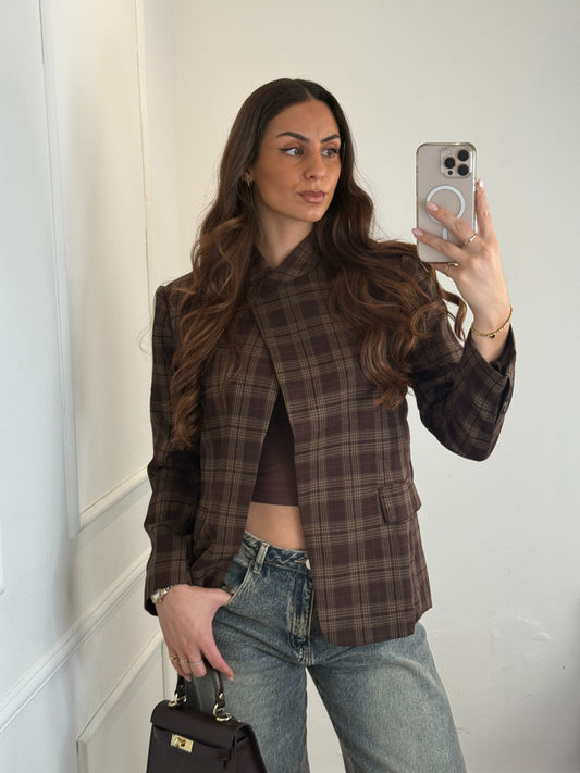Elle Blazer Bruin Geruit