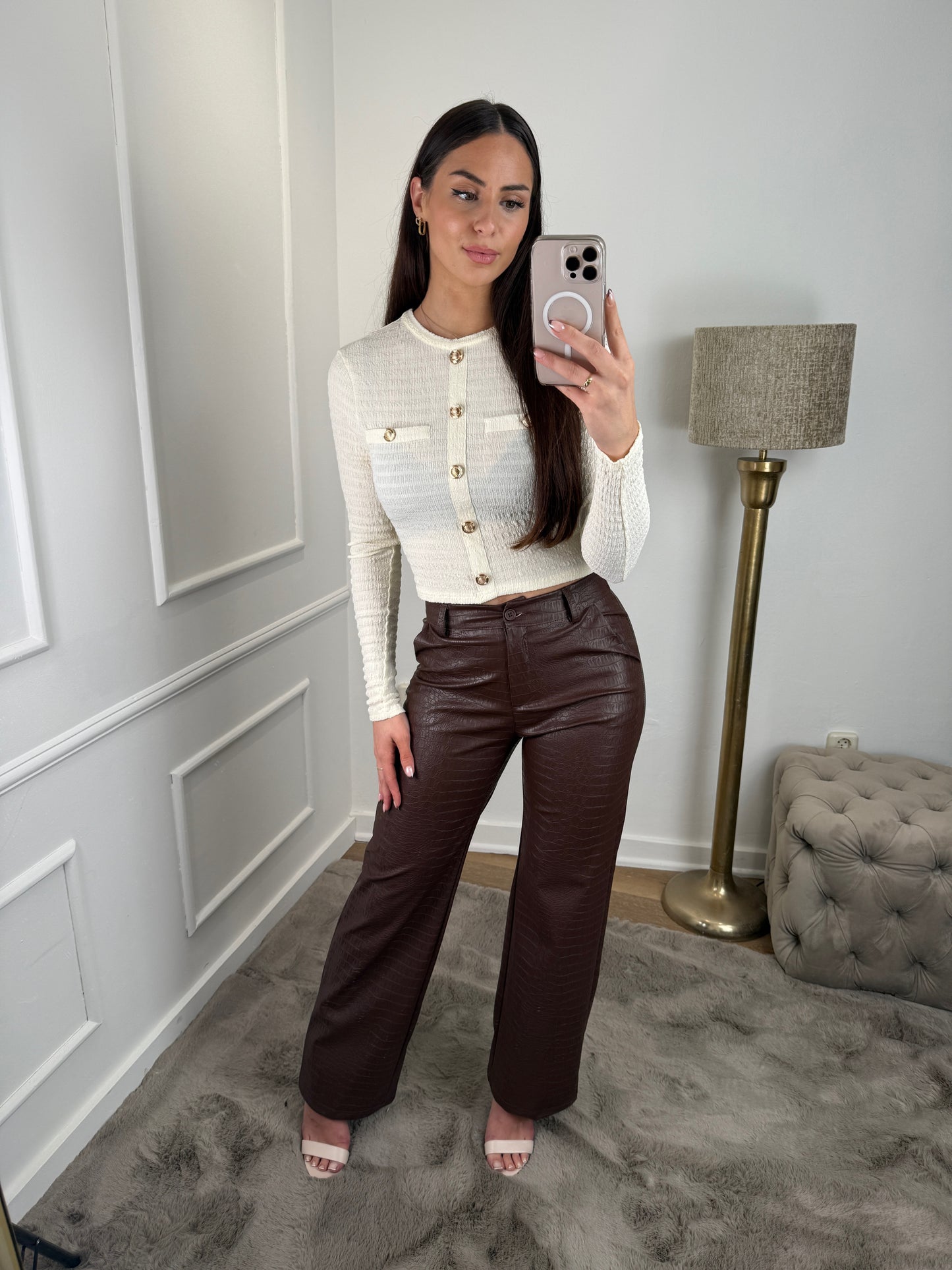 Snake print broek light brown