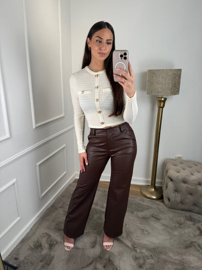 Snake print broek light brown