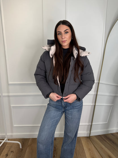 2-in-1 puffer jas - grijs