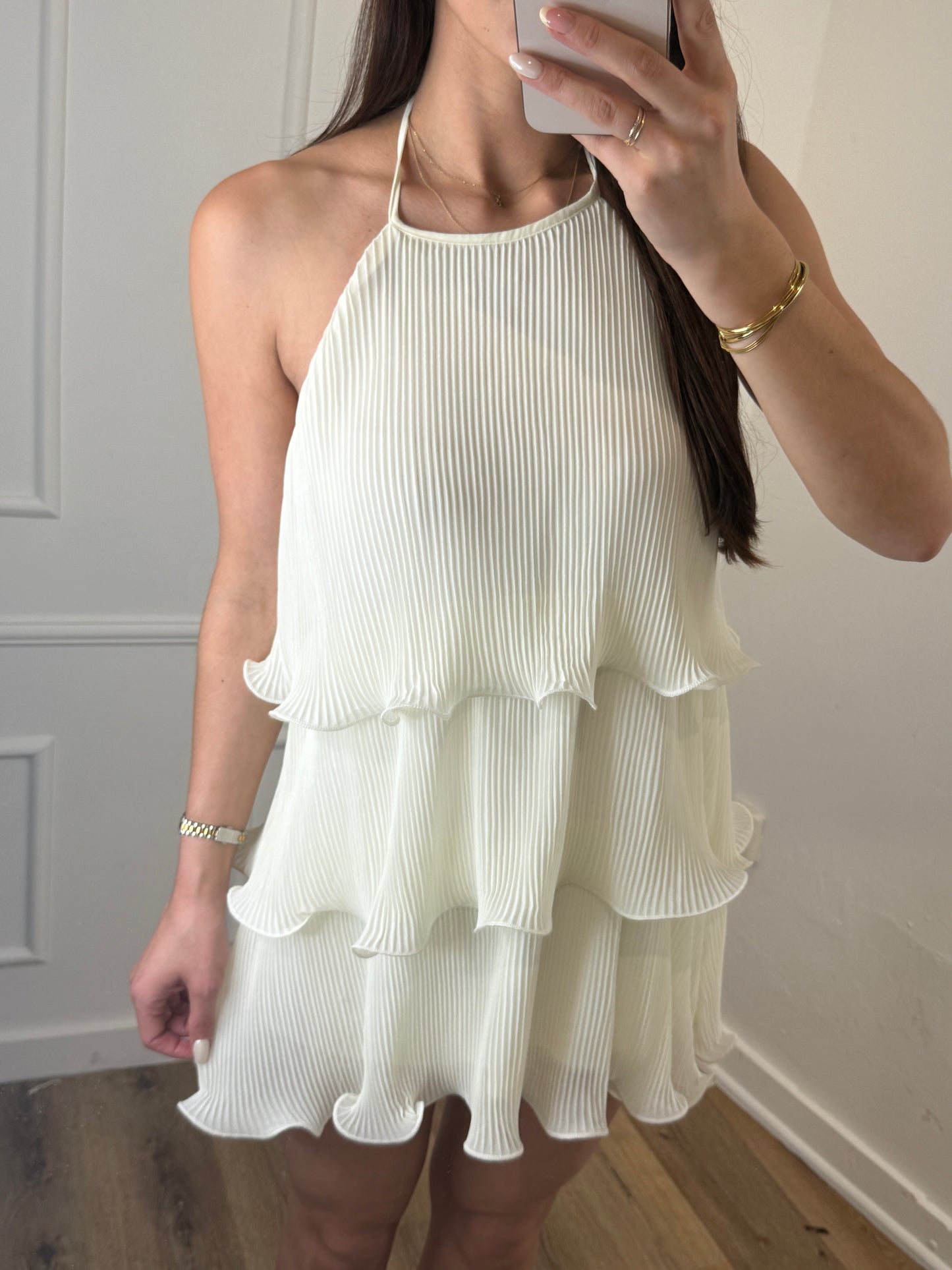 Rosalie Ruffle Dress Creme