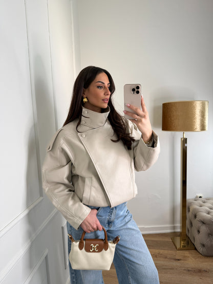 PU leren jas - creme