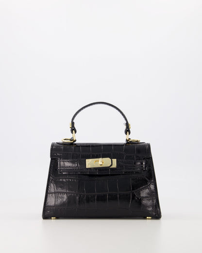 Grace Tas Zwart Croco