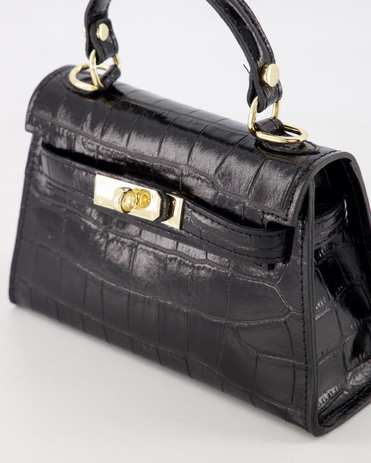Grace Tas Zwart Croco