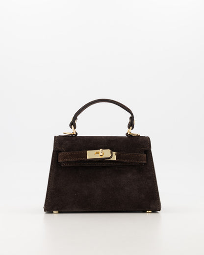 Grace Tas - suede donker bruin