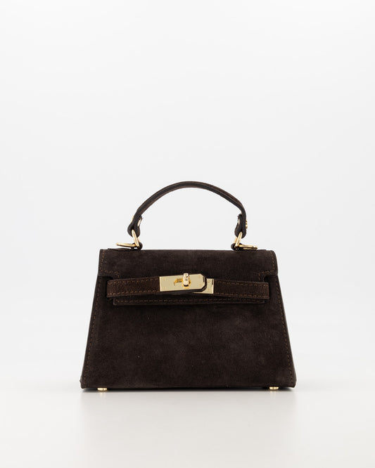 Grace Tas - suede donker bruin