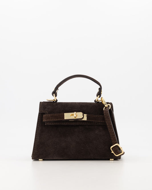 Grace Tas - suede donker bruin
