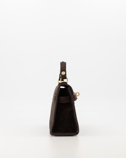 Grace Tas - suede donker bruin
