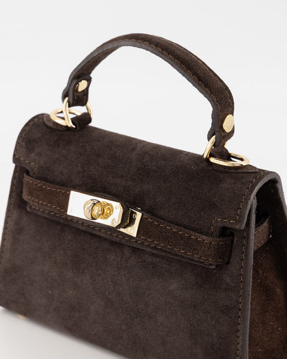 Grace Tas - suede donker bruin