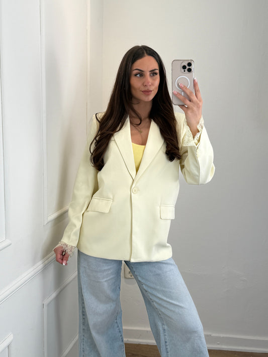 Violet lace blazer geel