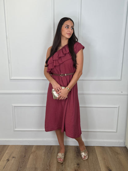 Devy One-shoulder Jurk Rood