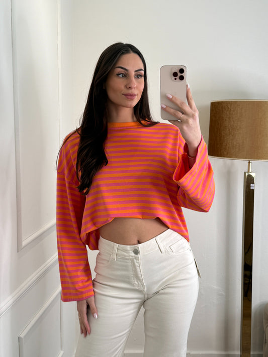 Katy long sleeve roze/oranje